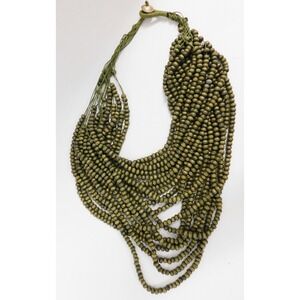 Tribal E By ERIKA PENA Multi Stand (19) Green Olive Wood Beaded Necklace